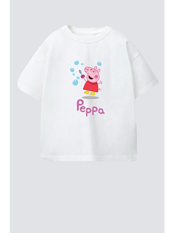 Monila Kız Çocuk Bisiklet Yaka Baskılı Tshirt
