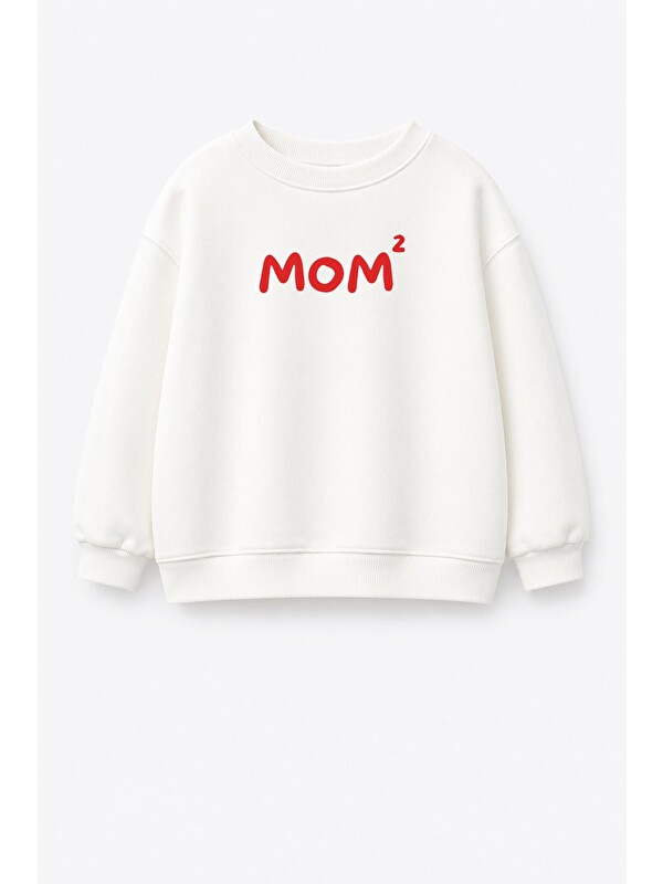 Monila Unisex Çocuk Anne Baskılı 3 İplik Kumaş Pamuklu Sweatshirt
