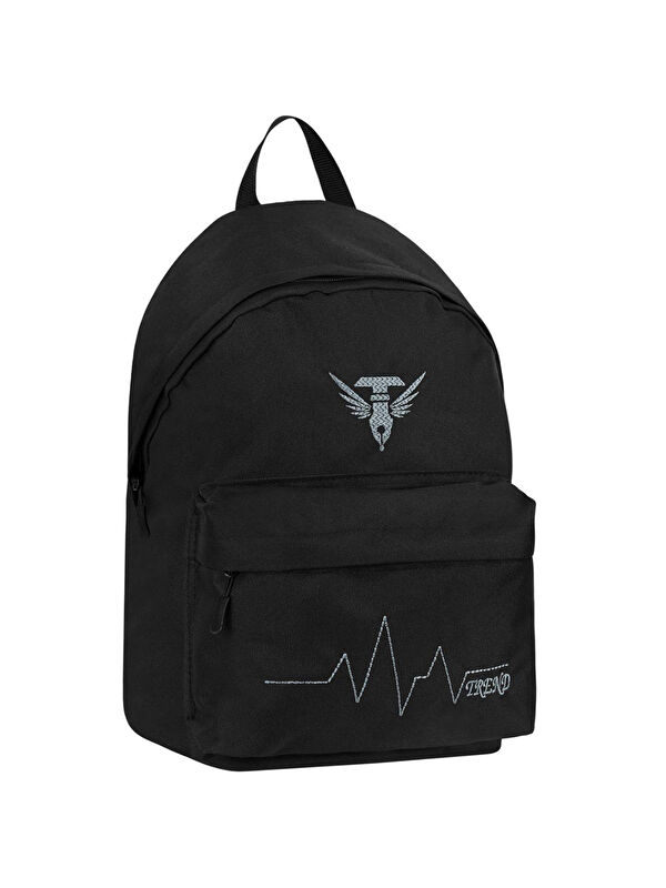 TONNY BLACK Unisex Siyah Gri Geniş Hacimli Günlük ve Okul Kullanımına Uygun Sırt Çantası