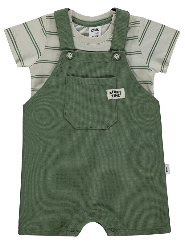 Civil Baby Çizgili Tişört 2'li Set 6-18 Ay Slopet - Haki