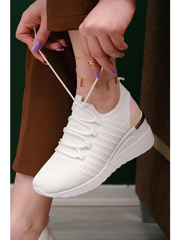 Delisle Fileli Kalın Topuklu Kadın Sneaker - Görsel 3
