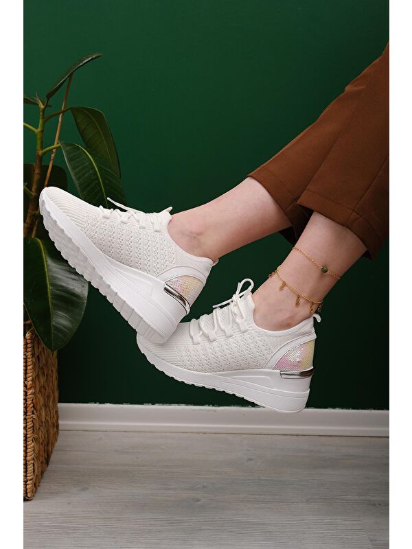 Delisle Fileli Kalın Topuklu Kadın Sneaker - Görsel 4