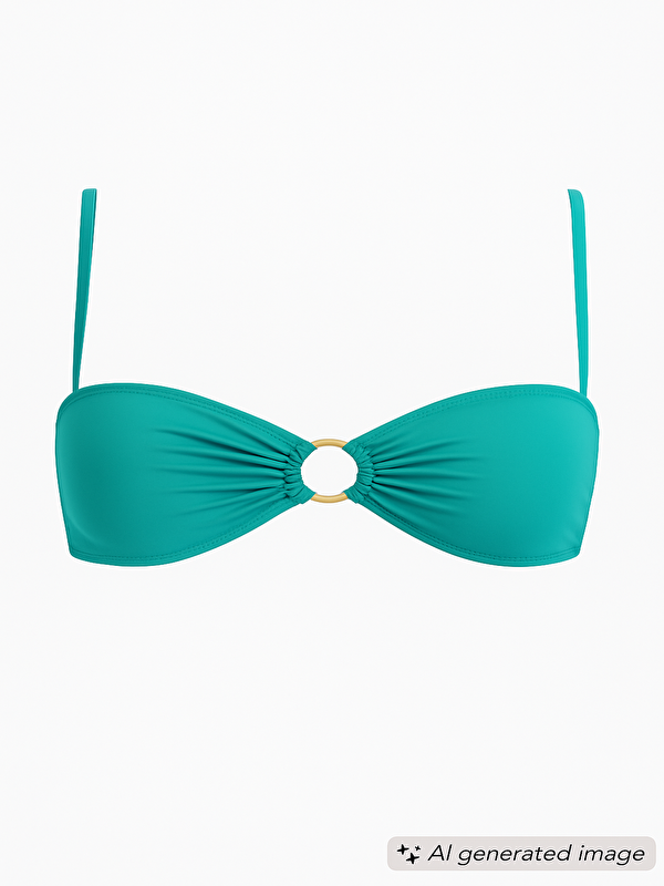 United Colors Of Benetton Kadın Mavi Parlak Elastanlı Önü Detaylı Ayarlanabilir Askılı Bikini Üstü