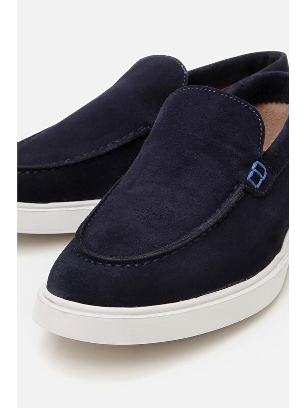 Erkek Süet Deri Lacivert Hafif Tabanlı Günlük Loafer - Görsel 4