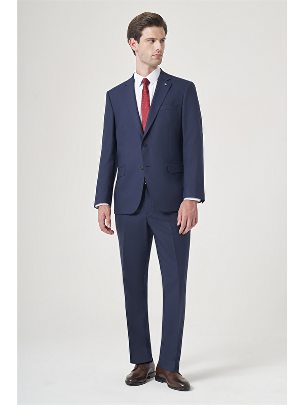 İMZA Lacivert Mono Yaka 4 Drop Comfort Fit Tam Astar Esnek Takım Elbise 1001260178