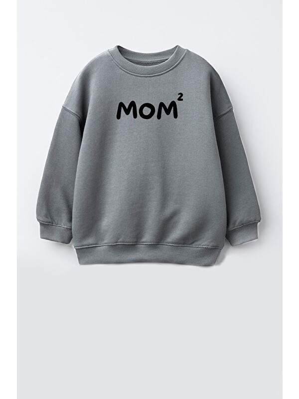 Monila Unisex Çocuk Anne Baskılı 3 İplik Kumaş Pamuklu Sweatshirt