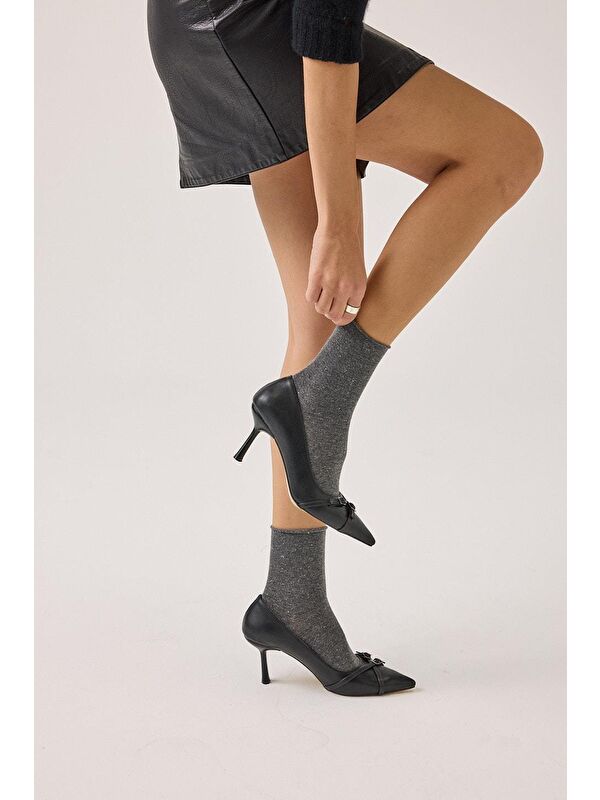 Siyah Kadın Topuklu Ayakkabı - Görsel 8