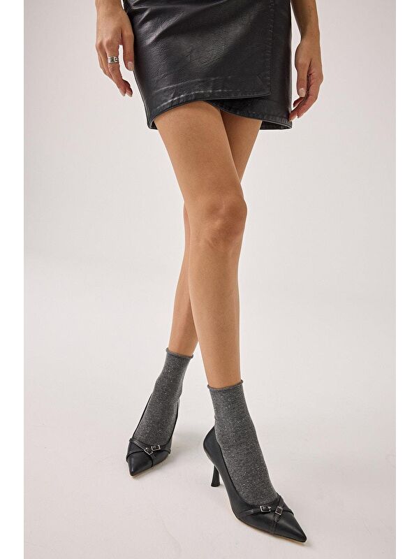 Siyah Kadın Topuklu Ayakkabı - Görsel 9