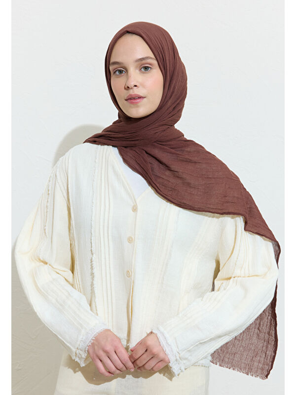 Fresh Scarfs Brownıe Pamuklu Keten Şal
