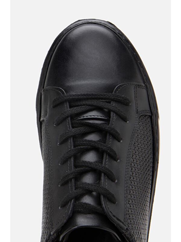 Erkek Deri Siyah Hafif Tabanlı Spor Ayakkabı - Görsel 8