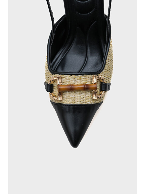 Capone Outfitters Bej Capone Outfitters Hetty Tahta Tokalı Hasır Stiletto