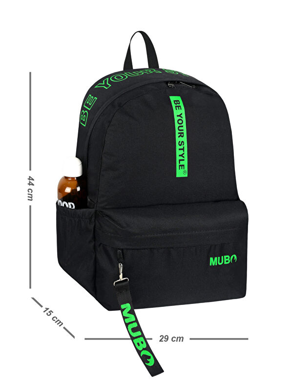 TONNY BLACK Unisex Siyah Yeşil Geniş Hacimli Günlük ve Okul Kullanımına Uygun Sırt Çantası
