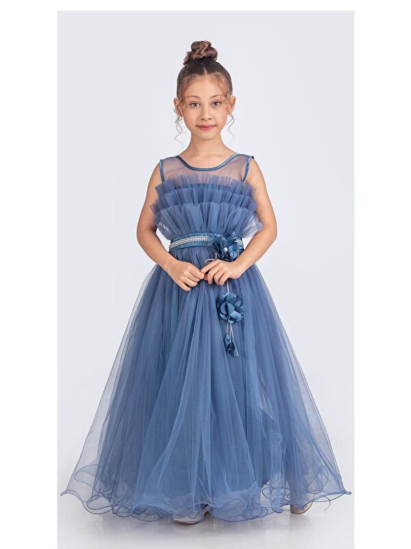 Mnk Baby & Kids Kız Çocuk Robası Katlı Özel Abiye Elbise MNK0475