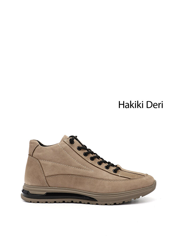 GÖNDERİ(R) Erkek KUM-SİYAH Fermuarlı Hakiki Deri Outdoor Bot