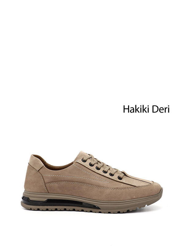 GÖNDERİ(R) Erkek KUM-SİYAH Bağcıklı Hakiki Deri Sneaker