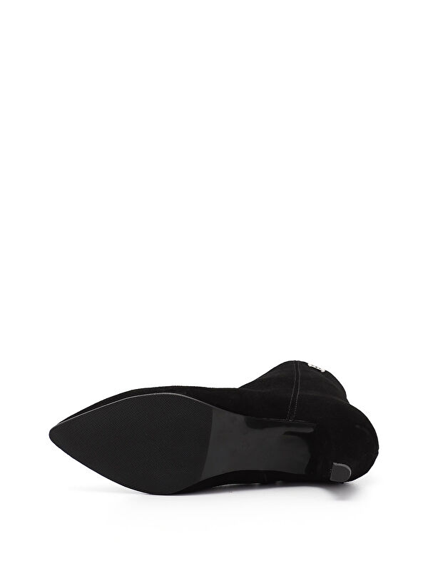 Kadın KOYU SİYAH Fermuarlı Sivri Burun Hakiki Deri Bot - Görsel 5