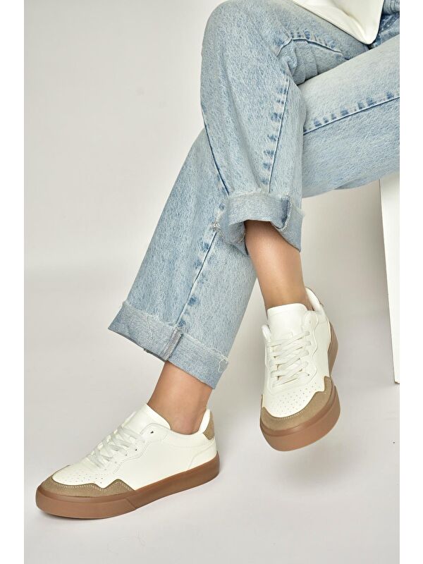 Fox Shoes Beyaz/Vizon Kadın Spor Y973890109