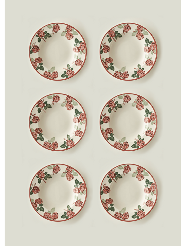 Bella Maison Rose Porselen 6'lı Çukur Tabak (23 cm)