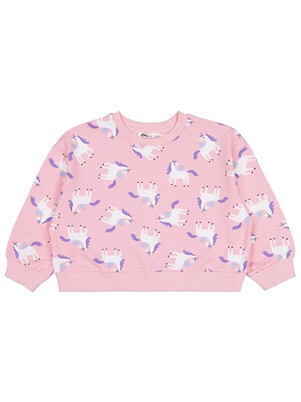 Civil Girls Baskılı 2-5 Yaş Sweatshirt - Pembe 5-6 Yaş