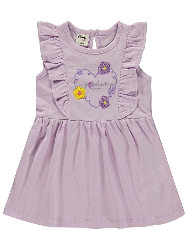 Civil Baby Kalp Baskı Çiçek 6-18 Ay Elbise - Lila