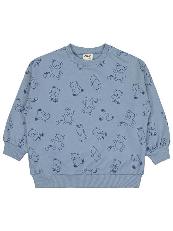 Civil Baby Kontür Ayı 6-18 Ay Sweatshirt - Mavi 6-9 Ay