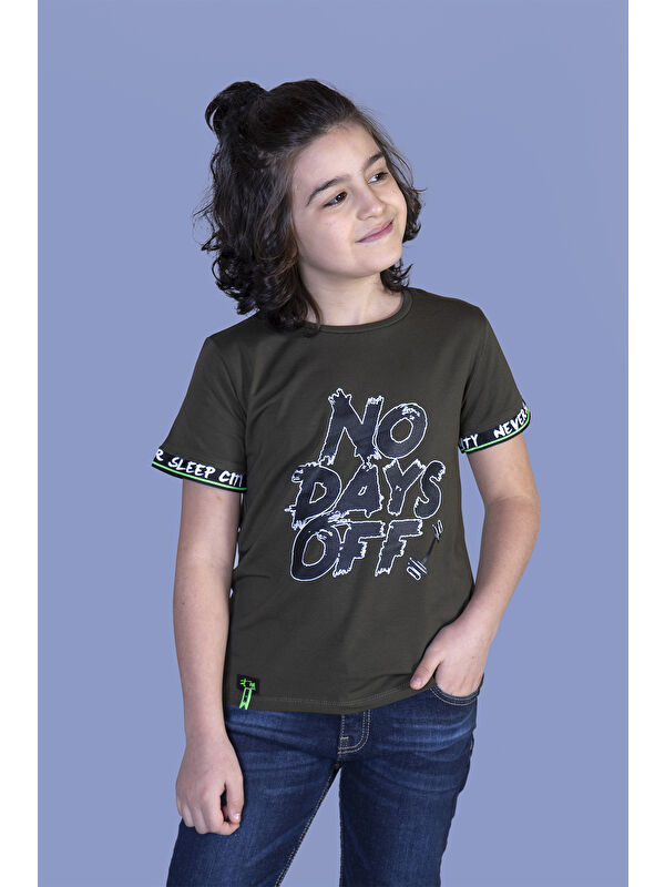 Toontoykids Erkek Çocuk Baskılı Kolları Şerit Detaylı Tişört