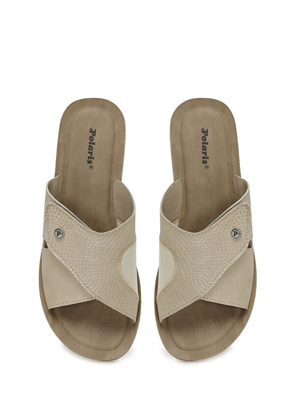 609008.Z5PR Bej Kadın Dolgu Topuk Terlik - Görsel 5