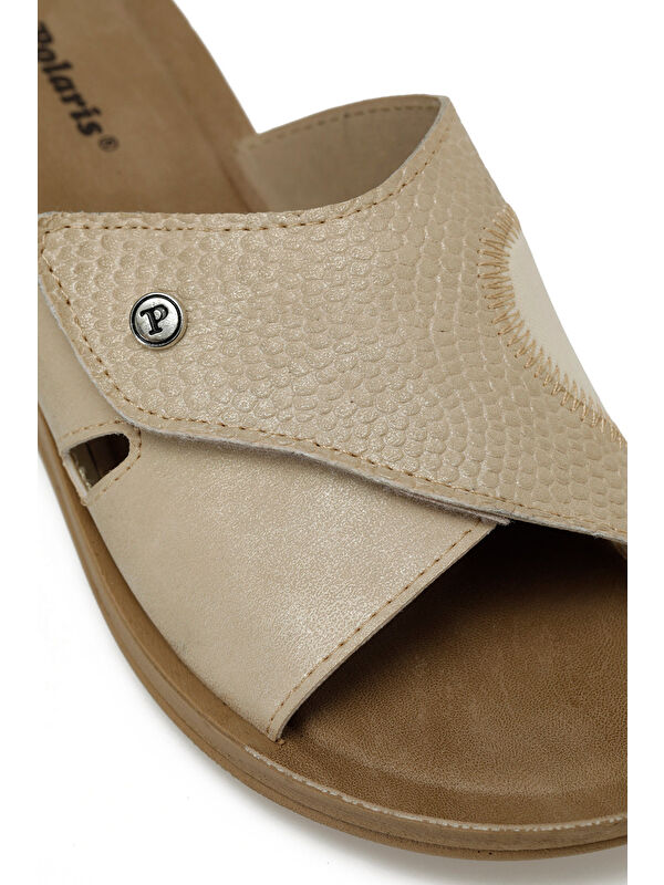 609008.Z5PR Bej Kadın Dolgu Topuk Terlik - Görsel 8