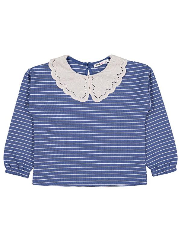 Civil Girls Çizgili 6-9 Yaş Sweatshirt - Yeşil 8-9 Yaş