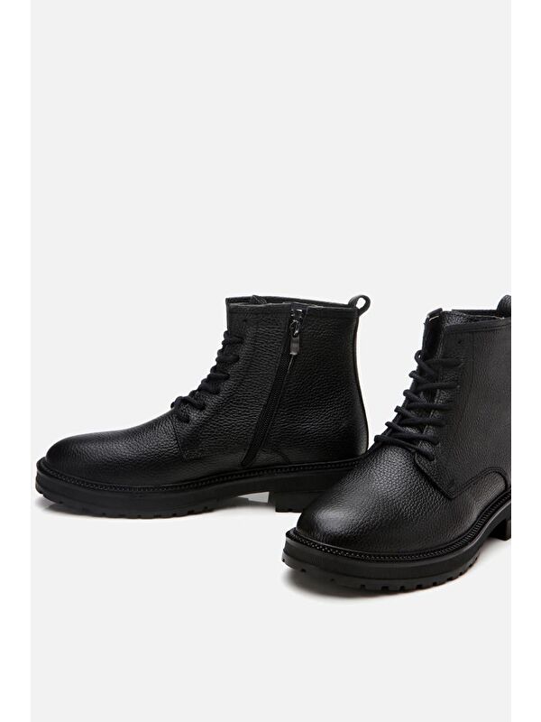 Hakiki Deri Siyah Erkek Günlük Bot - Görsel 4