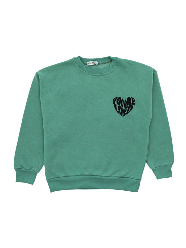 Modanino Kız Çocuk 3 İplik Şardonlu-Arkası Baskılı Sweatshirt 12-16 Yaş 12396