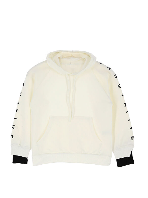 Modanino Kız Çocuk 2 İplik-Kapüşonlu-Manşeti Panelli Ve Garnili Sweatshirt 12-16 Yaş 12395