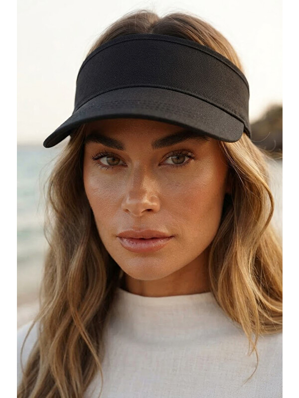 Marina Vizör - Tenisçi - Golf Siperlik Siyah Şapka SPK2601-7