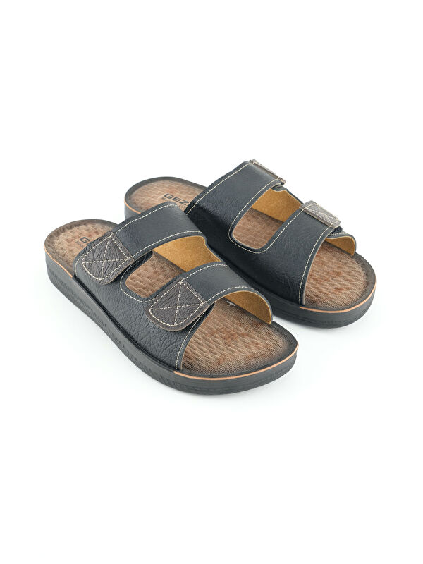 Yazlık Erkek Suni Deri İki Kemer Ayarlanabilir Rahat Taban Günlük Terlik - Görsel 4