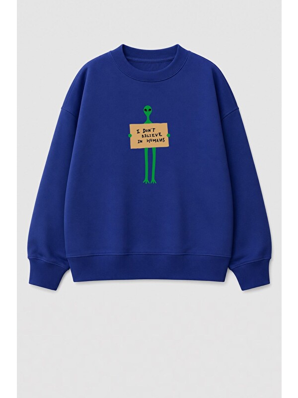 Monila Erkek Çocuk 3 İplik Kumaş Uzaylı Baskılı Pamuklu Sweatshirt