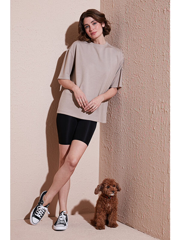 Lela Streç Oversize Fit Bisiklet Yaka T Shirt 5865911