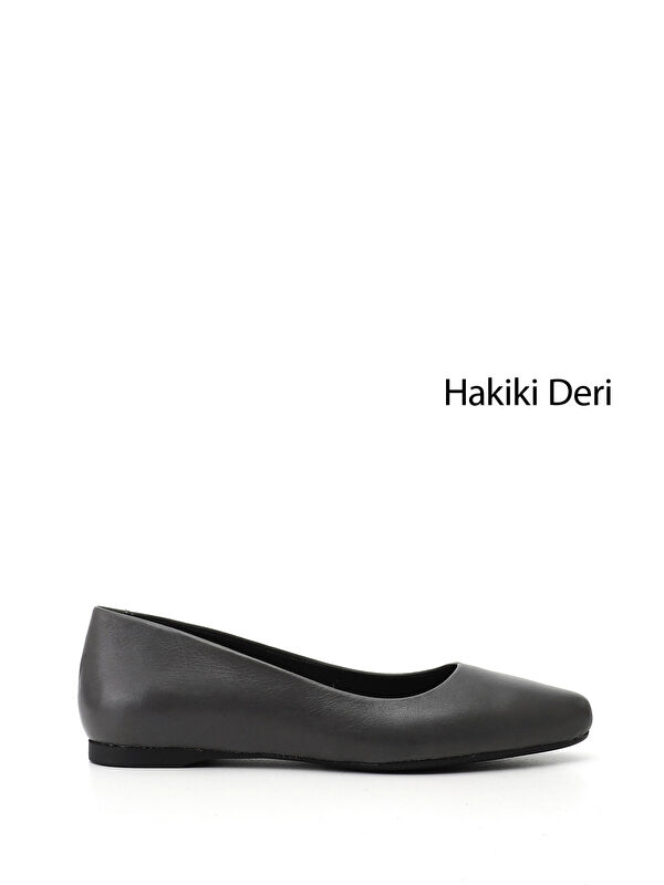 Gonderi(r) Kahverengi Gonderi(r) Sivri Burun Kadın Düz Taban Hakiki Deri Babet