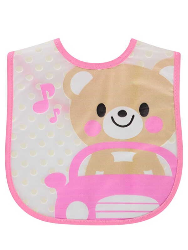 Civil Baby Tatlı Ayı Baskılı Mama Önlüğü - Pembe Standart