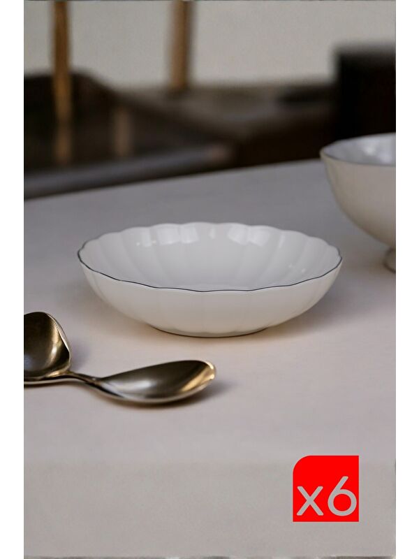 Kütahya Porselen Bone Luz Platin Fileli Bowl Kase 25x6cm 2000ml 6 lı BNLZF25KS00