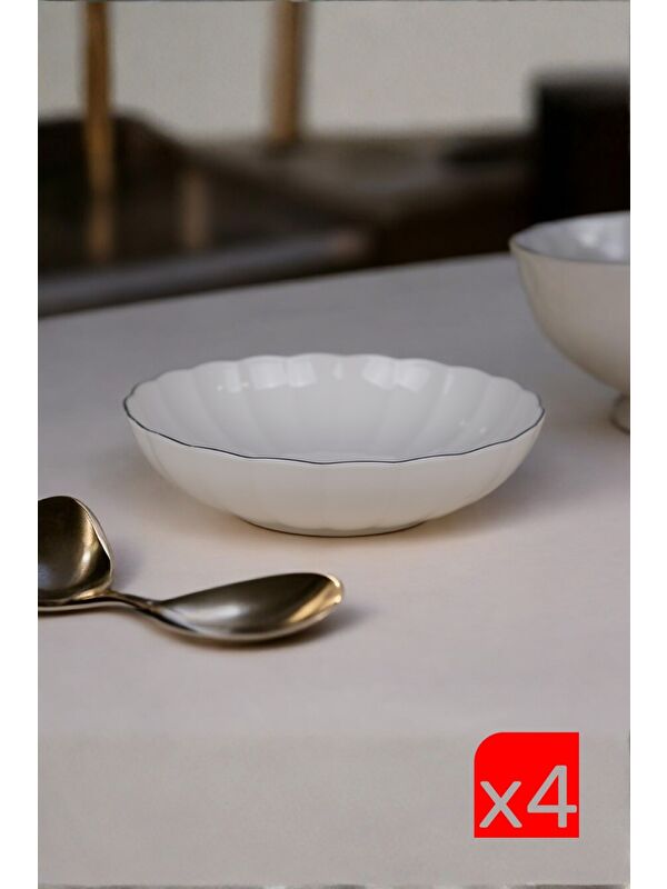 Kütahya Porselen Bone Luz Platin Fileli Bowl Kase 25x6cm 2000ml 4 lü BNLZF25KS00