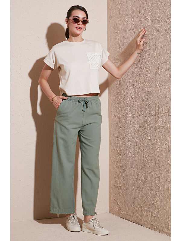 Lela Pamuklu Relaxed Fit Yüksek Bel Geniş Paça Pantolon 668Yp5275