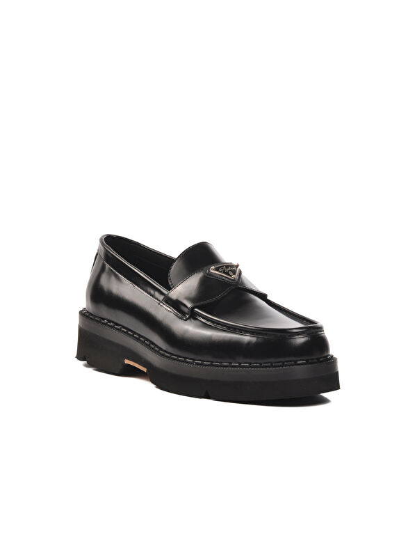 Siyah Geniş Kalıp Deri Erkek Klasik Ayakkabı Premium 7708 - Görsel 4