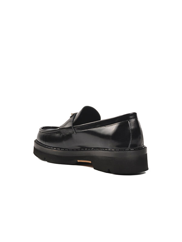 Siyah Geniş Kalıp Deri Erkek Klasik Ayakkabı Premium 7708 - Görsel 5