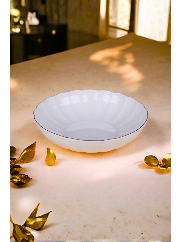 Kütahya Porselen Bone Luz Altın Yaldzlı Bowl Kase 25x6cm 2000ml Tekli BNLZF25KS00