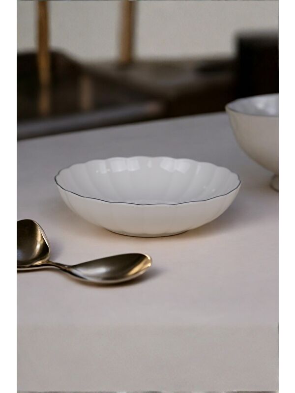 Kütahya Porselen Bone Luz Platin Fileli Bowl Kase 25x6cm 2000ml Tekli BNLZF25KS00