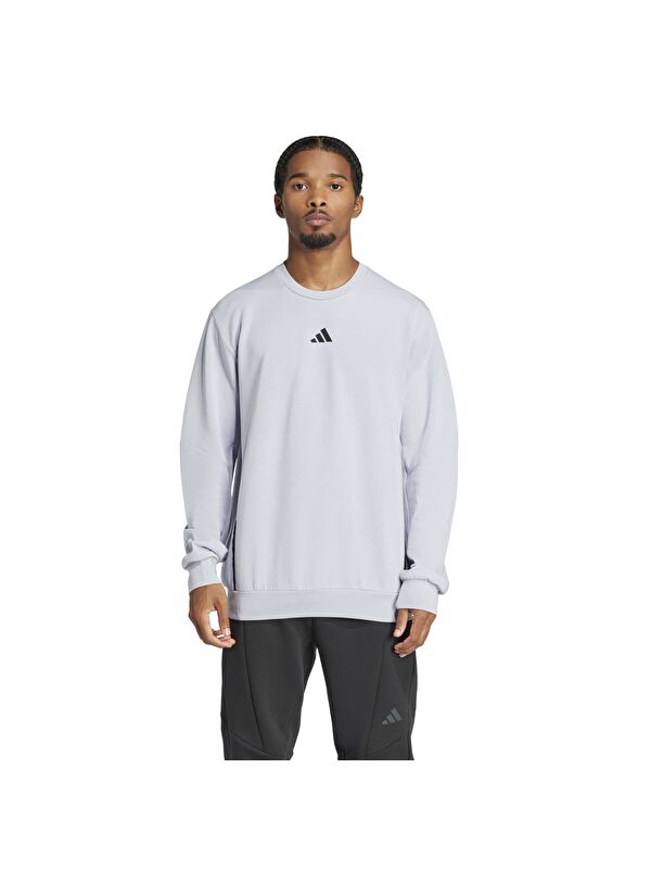 Adidas For Training Erkek Gri Yuvarlak Yaka Sweatshirt