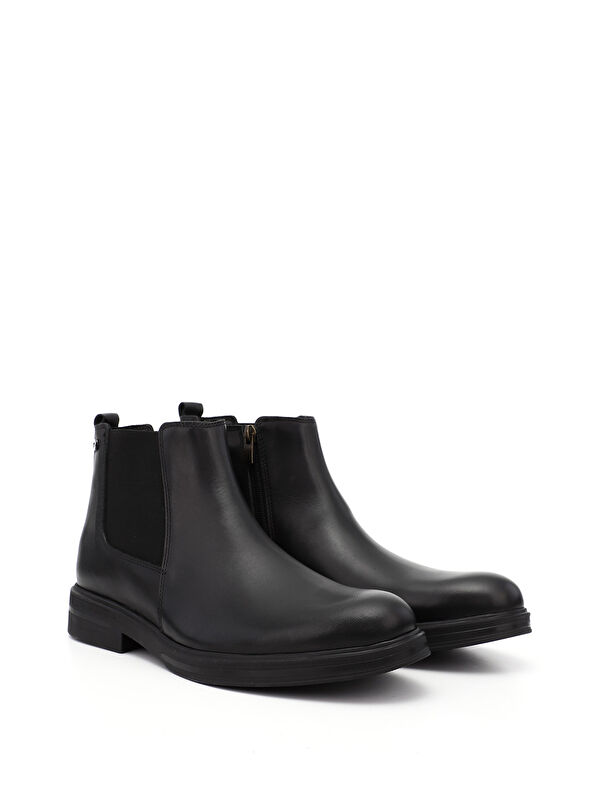 Erkek AÇIK SİYAH Hakiki Deri Fermuarlı Chelsea Bot - Görsel 3