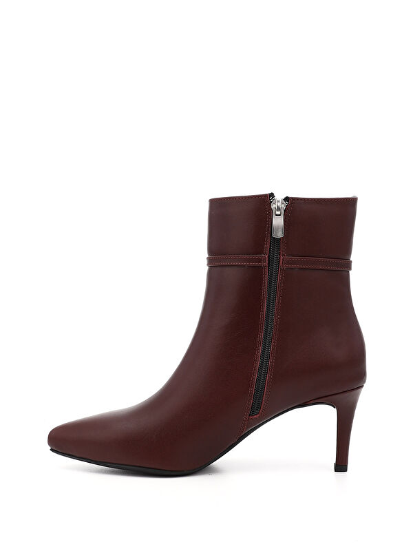Kadın AÇIK BORDO Platinum Fermuarlı İnce Topuklu Hakiki Deri Bot - Görsel 4