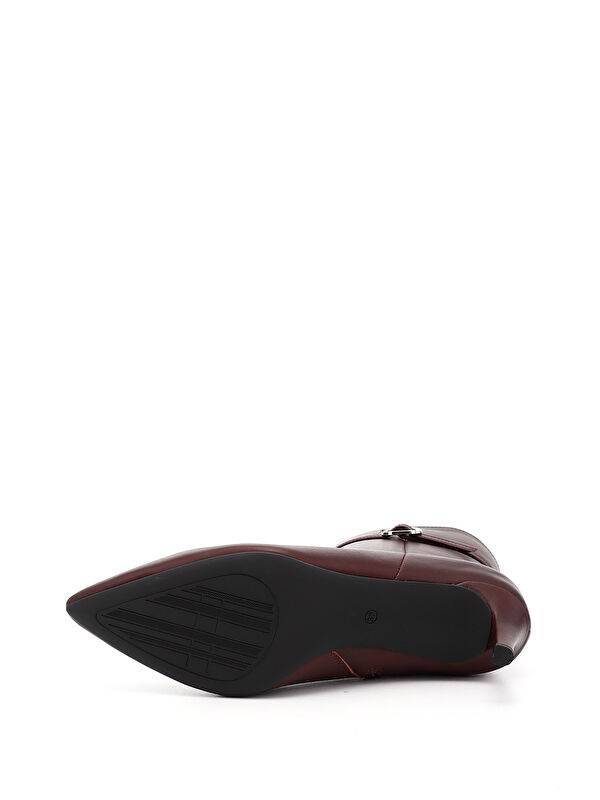 Kadın AÇIK BORDO Platinum Fermuarlı İnce Topuklu Hakiki Deri Bot - Görsel 5