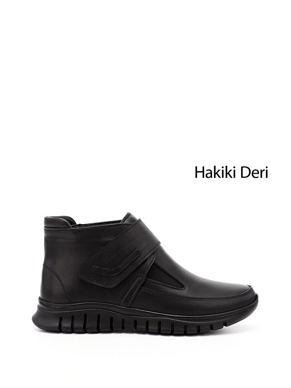 Kadın AÇIK SİYAH Cırtlı Hakiki Deri Comfort Bot - Görsel 2